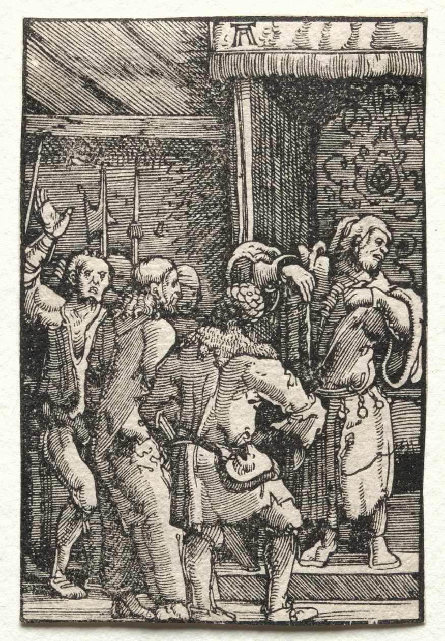 De Val en Verlossing van de Mens: Christus voor Kajafas door Albrecht Altdorfer