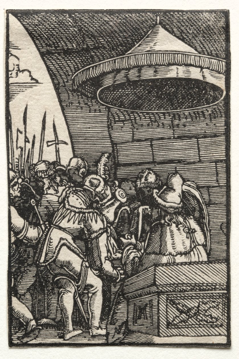 De Val en Verlossing van de Mens: Pilatus Wast Zijn Handen door Albrecht Altdorfer