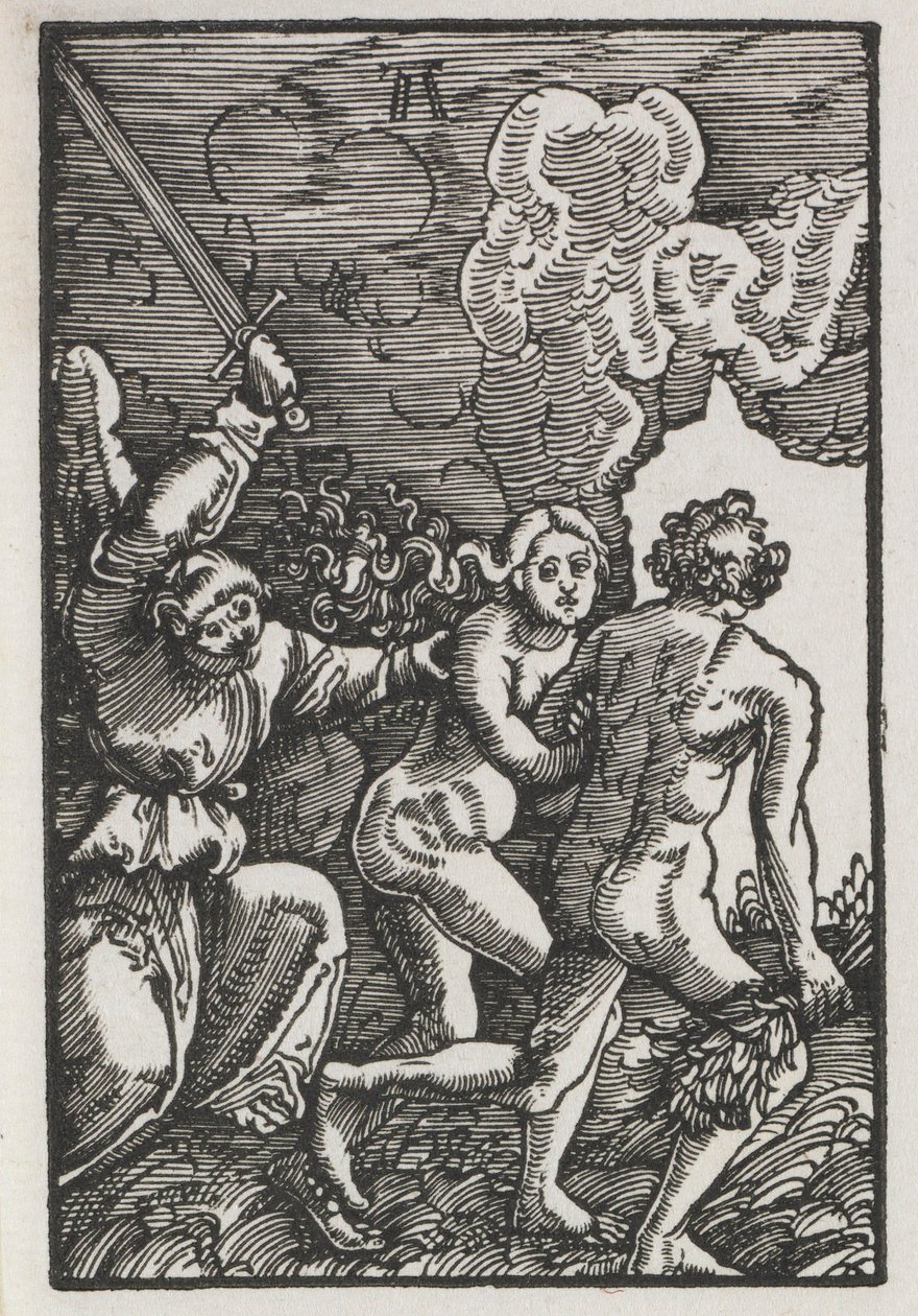 De Val en Verlossing van de Mens: De Verdrijving uit Eden, ca. 1515 door Albrecht Altdorfer