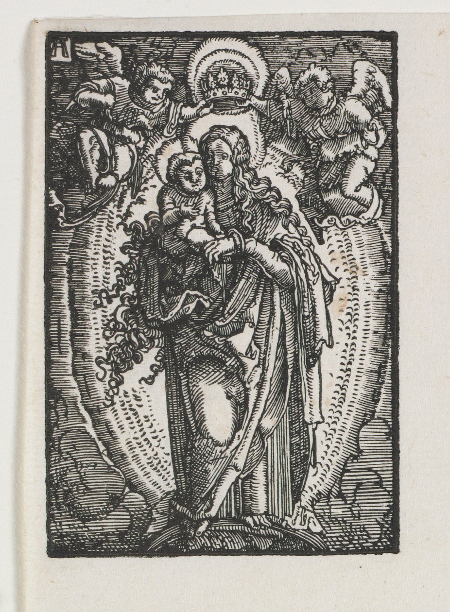 De Val en Verlossing van de Mens: De Maagd als Koningin van de Hemel door Albrecht Altdorfer