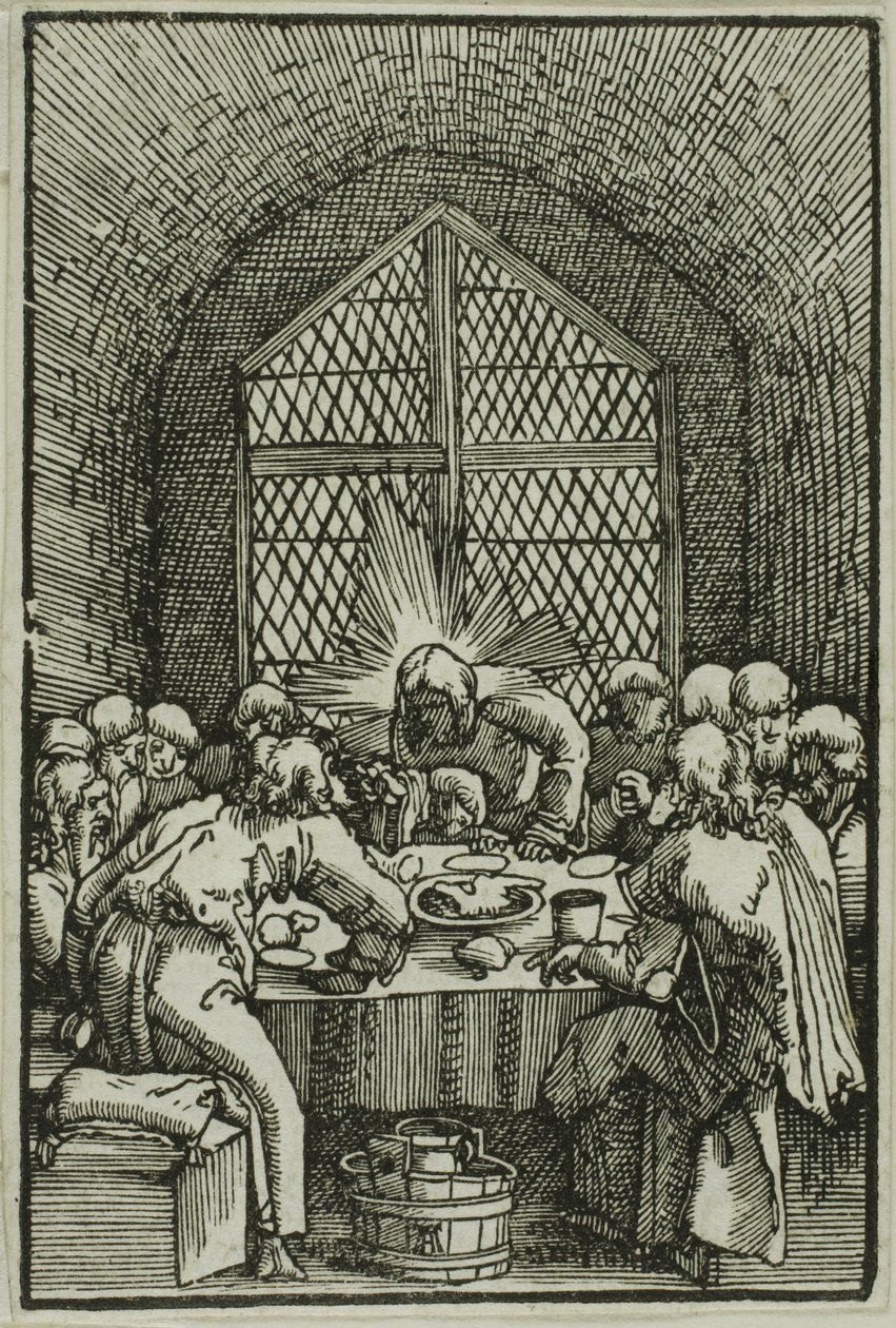 Het Laatste Avondmaal, uit De Val en Verlossing van de Mens door Albrecht Altdorfer