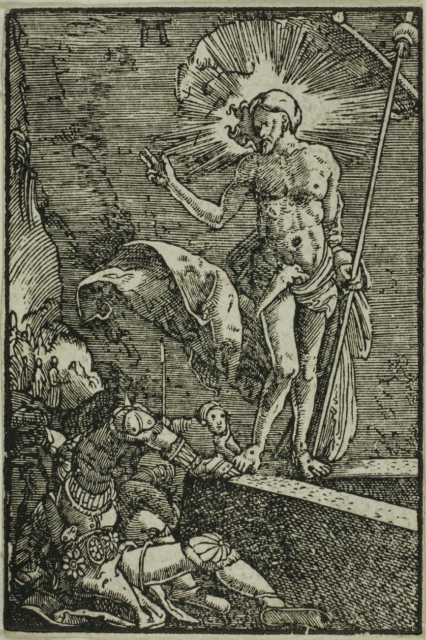 De opstanding, uit De val en verlossing van de mens door Albrecht Altdorfer