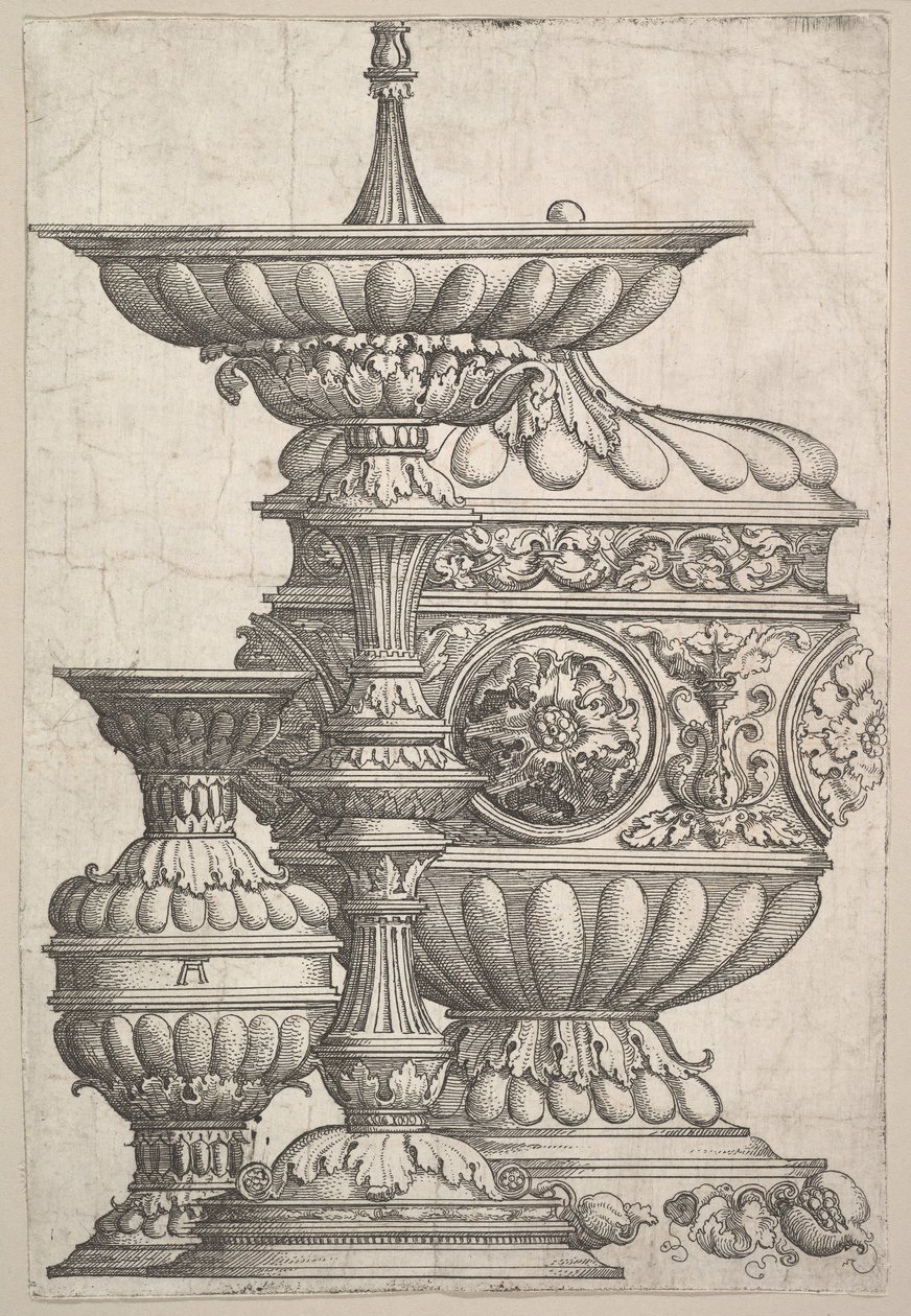 Drie Elegante Vaten op een Witte Achtergrond, ca. 1525 door Albrecht Altdorfer
