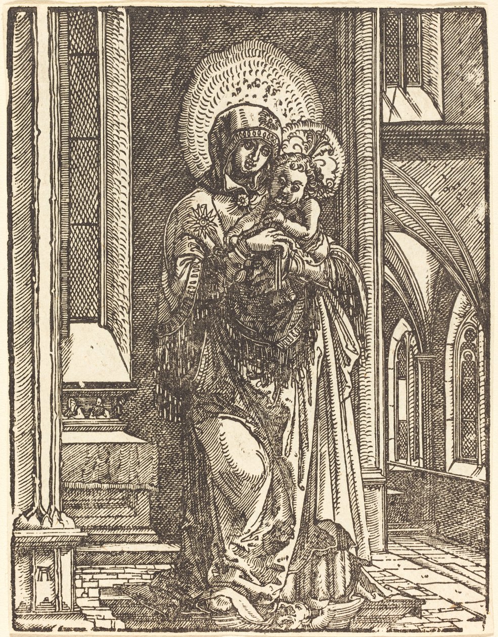 Maagd en Kind in een Kerk door Albrecht Altdorfer