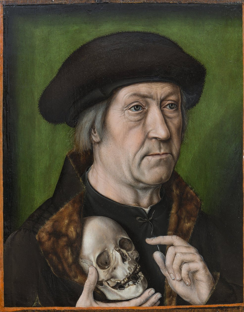 Zelfportret met een schedel door Albrecht Bouts