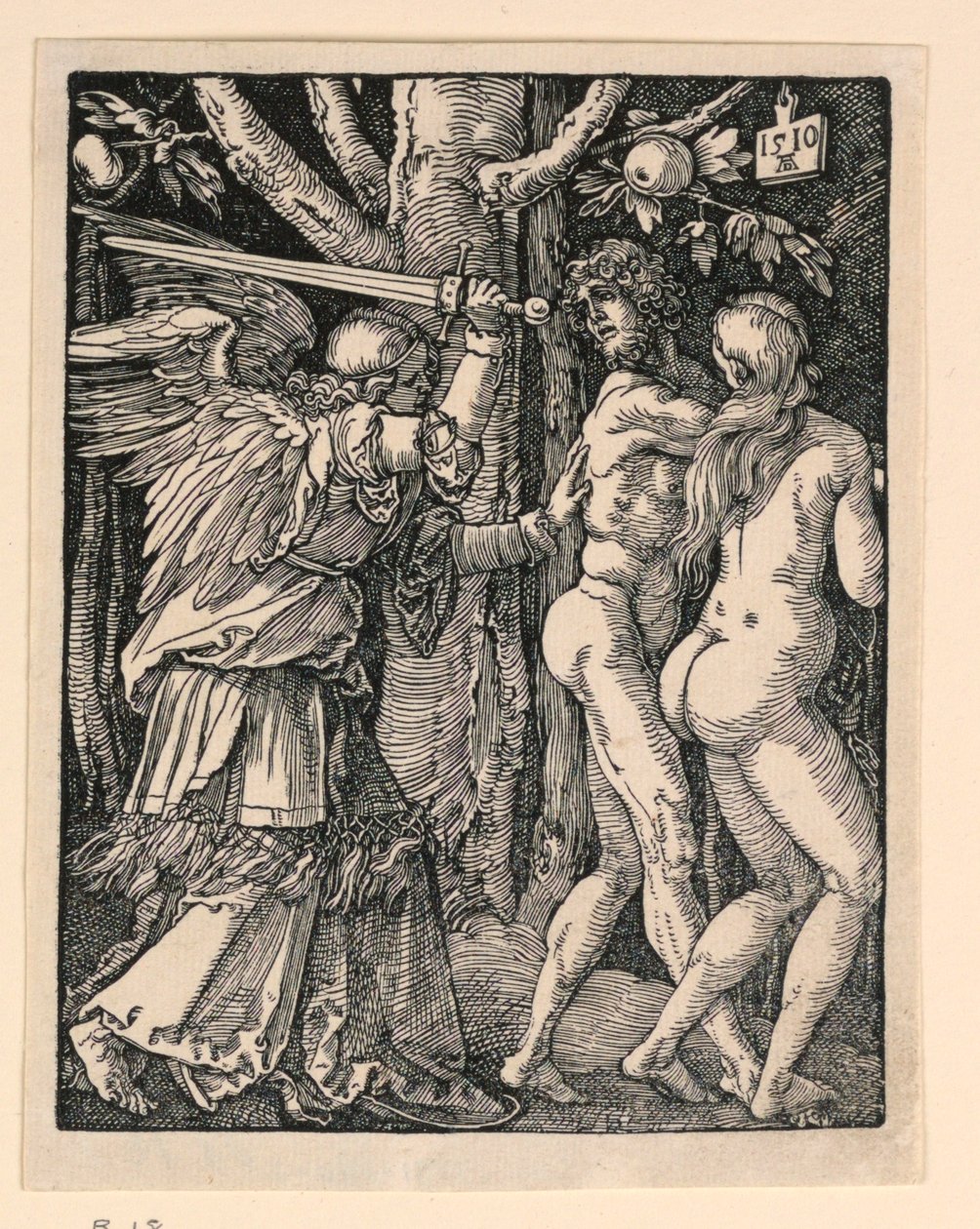 Adam en Eva verdreven uit het paradijs, uit De Kleine Passie-serie door Albrecht Dürer