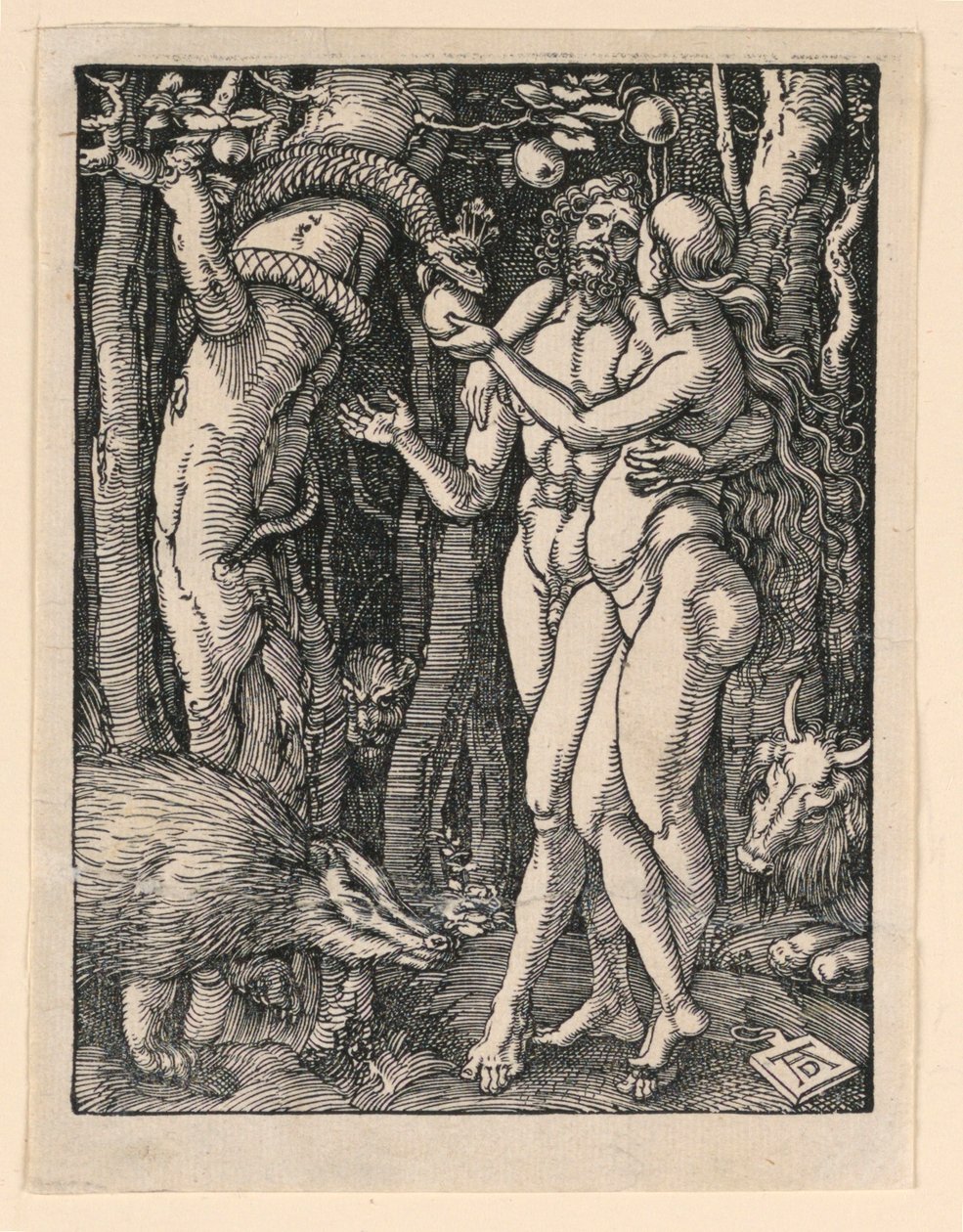 Adam en Eva, uit de serie De Kleine Passie door Albrecht Dürer