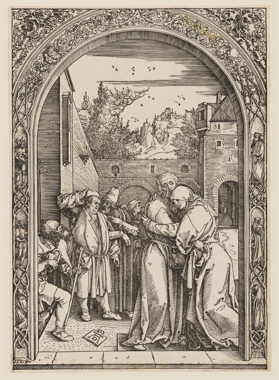 Anna en Joachim onder de Gouden Poort door Albrecht Dürer