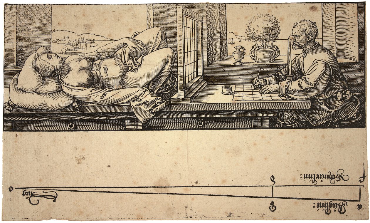 Kunstenaar Tekent een Naakt met Perspectiefapparaat, 1538 door Albrecht Dürer