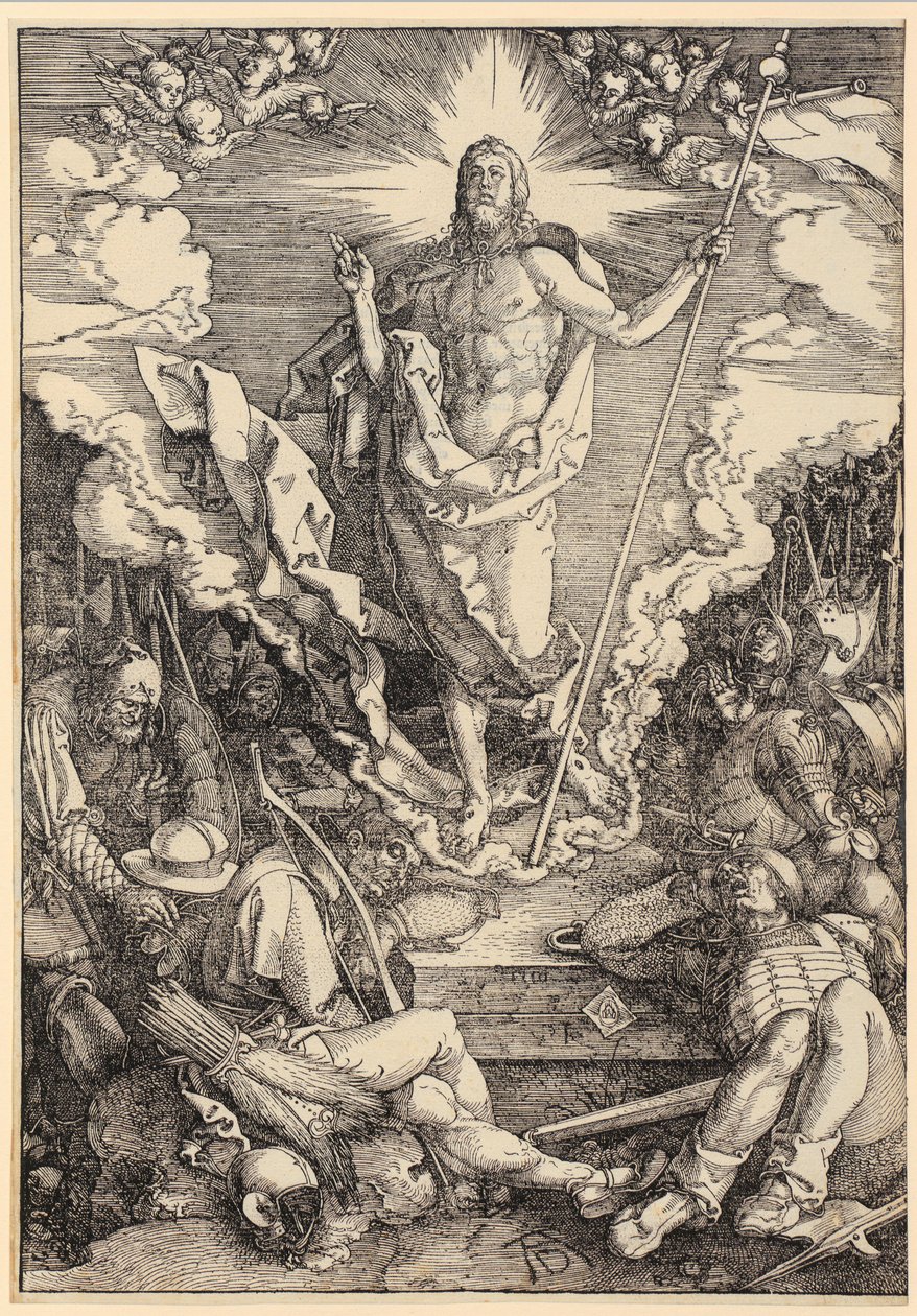 De verrijzenis van Christus, blad 12 uit de serie „De Grote Passie“ door Albrecht Dürer