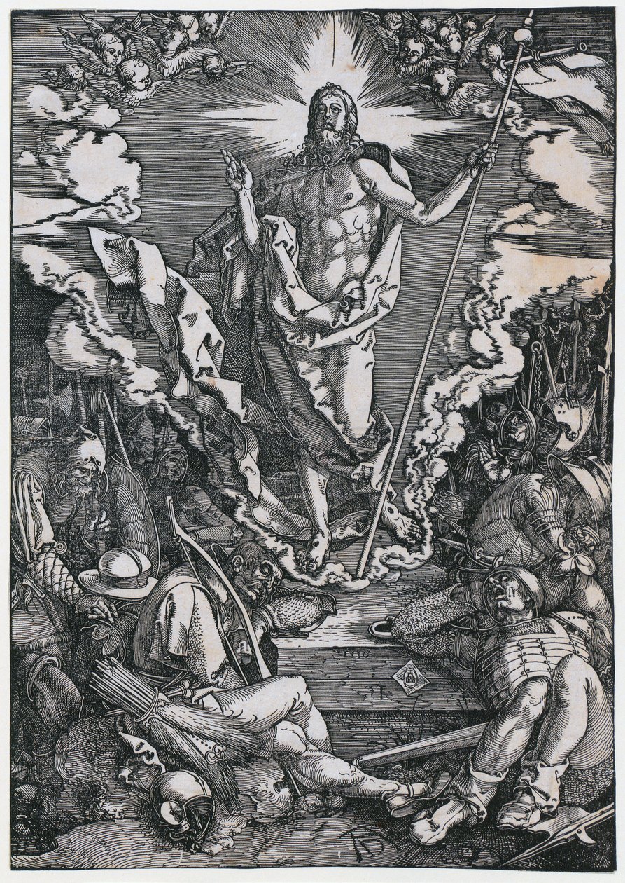 De verrijzenis van Christus, blad 12 uit de serie „De Grote Passie“ door Albrecht Dürer