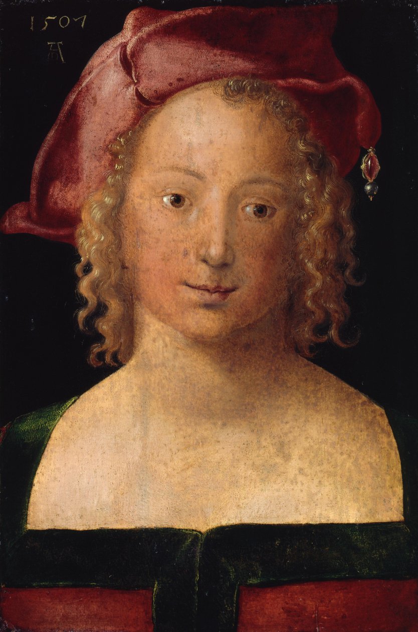 Portret van een meisje met een rode baret door Albrecht Dürer