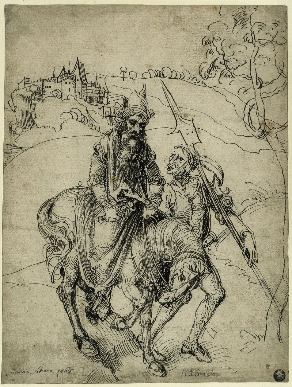 Blinde ruiter (Belisarius?) door Albrecht Dürer