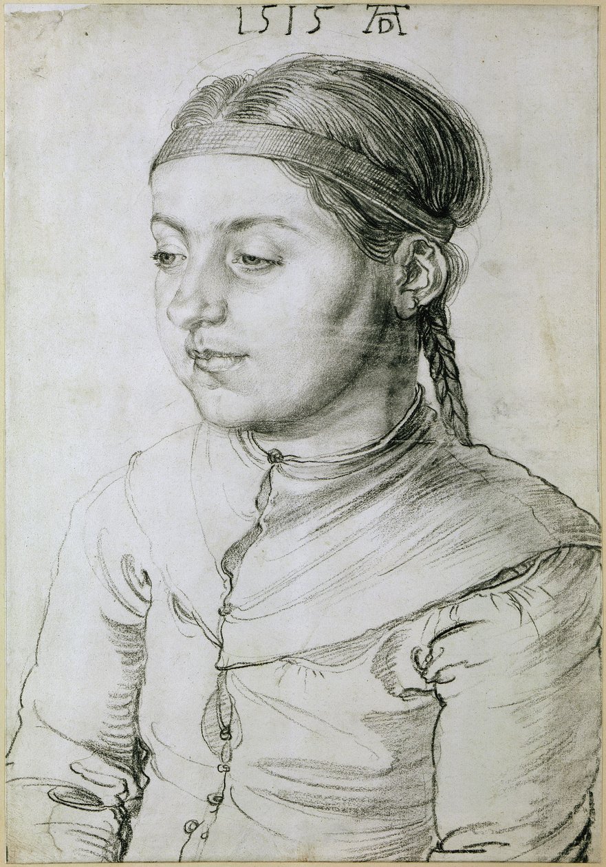 Borstportret van een jong meisje door Albrecht Dürer