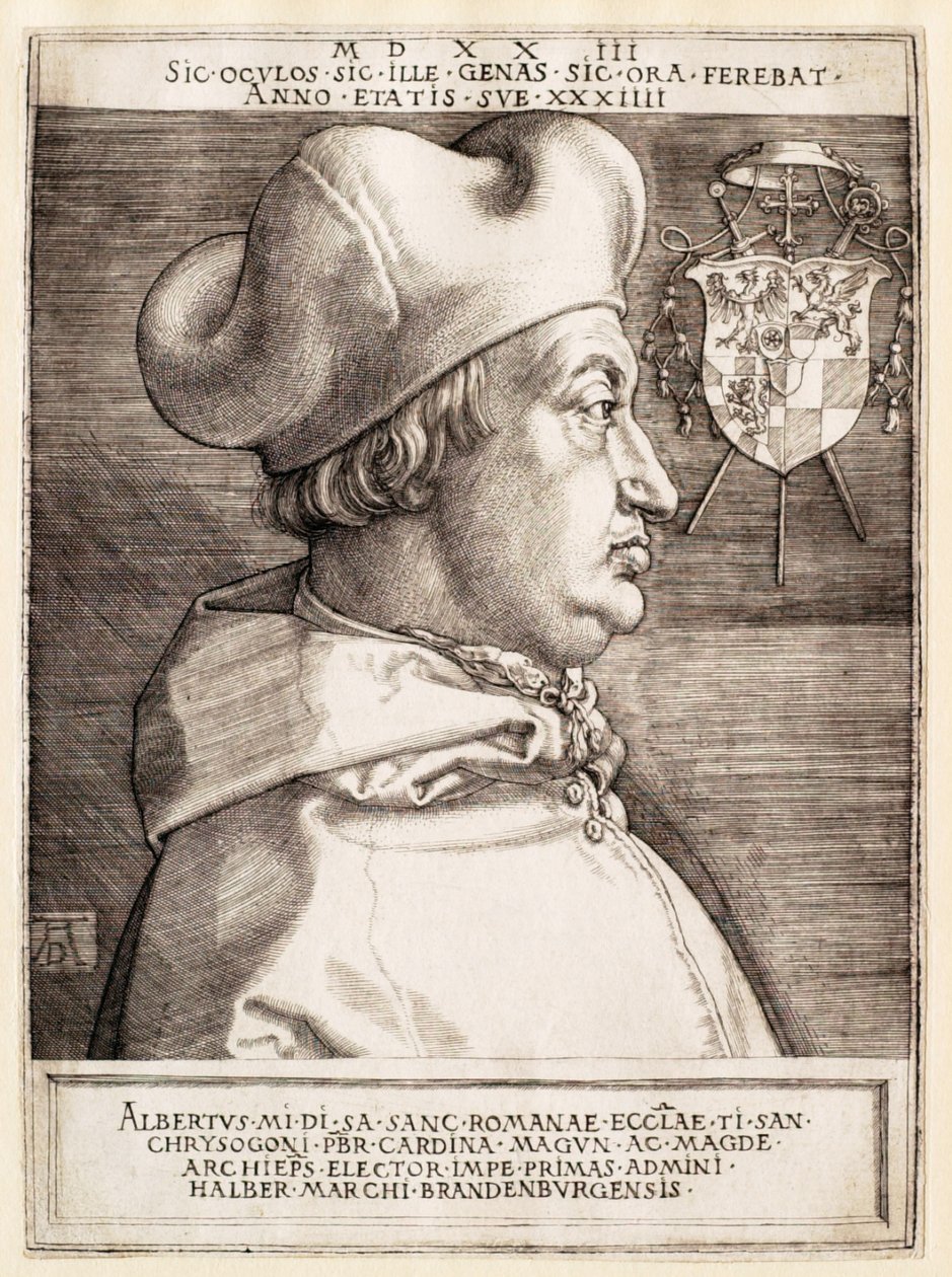 Kardinaal Albrecht van Brandenburg (De grote kardinaal) door Albrecht Dürer