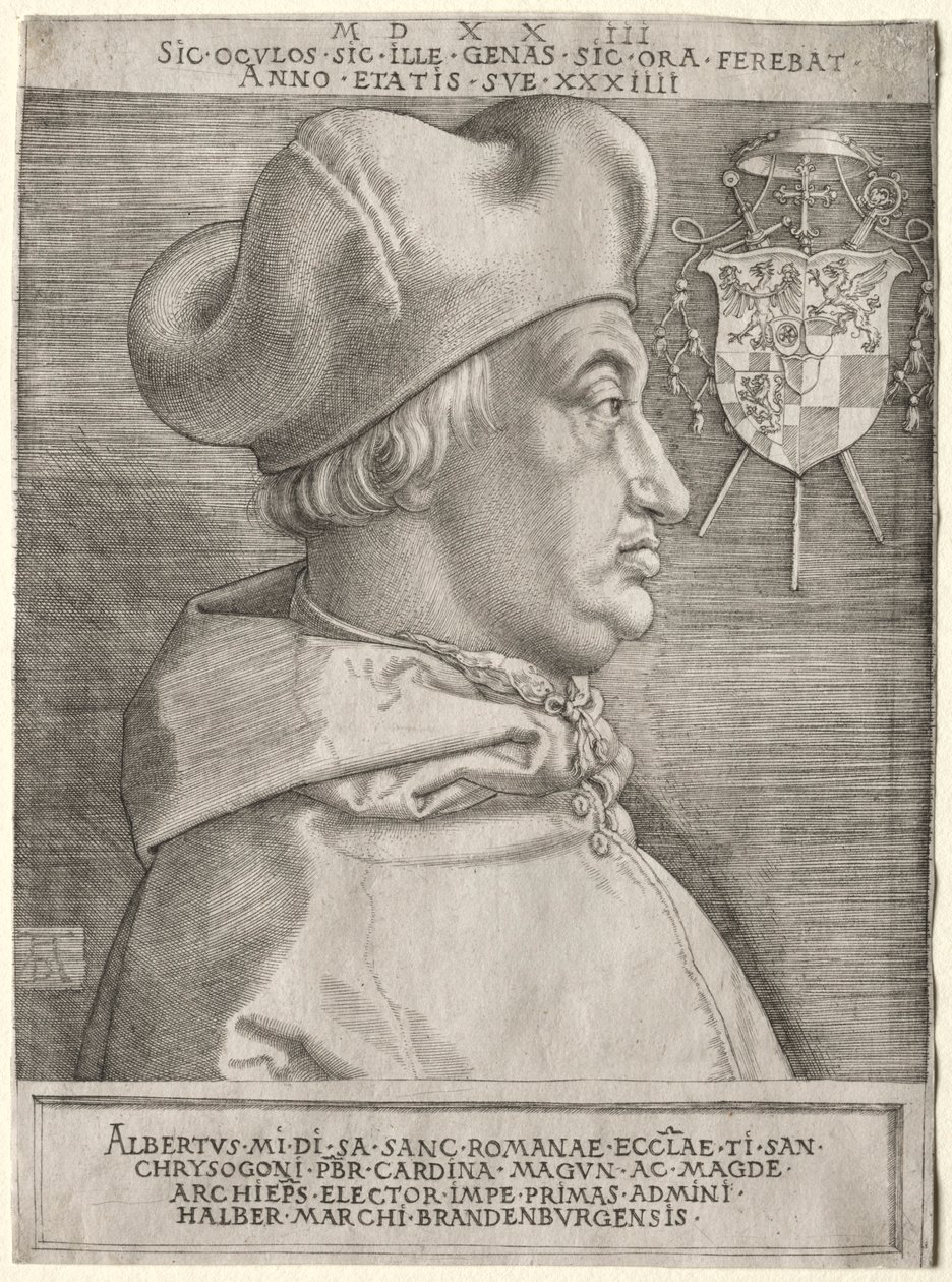 Kardinaal Albrecht van Brandenburg - De Grote Plaat, 1523 door Albrecht Dürer