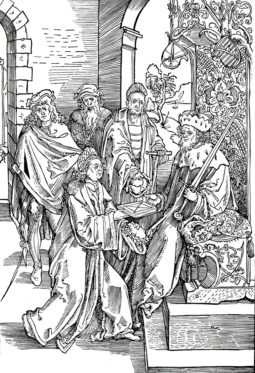 Celtes presenteert zijn boek aan de keurvorst van Saksen door Albrecht Dürer