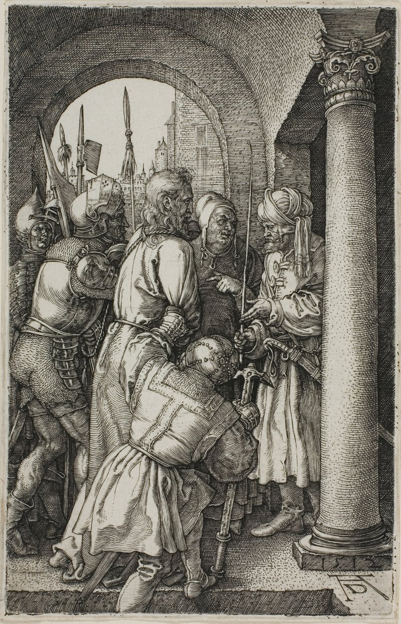 Christus Voor Pilatus, uit De Gegraveerde Passie door Albrecht Dürer