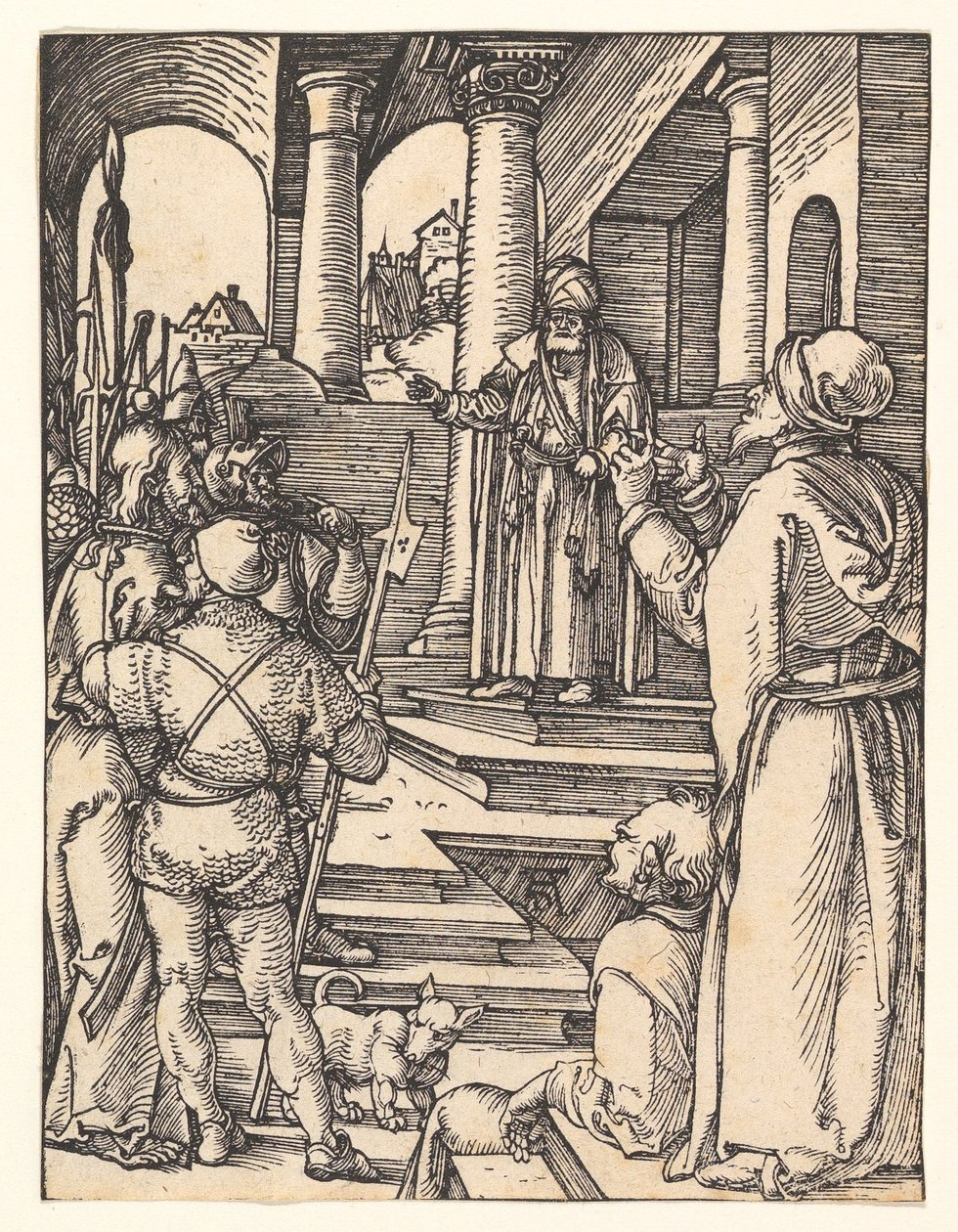 Christus voor Pilatus, uit "De kleine passie" door Albrecht Dürer