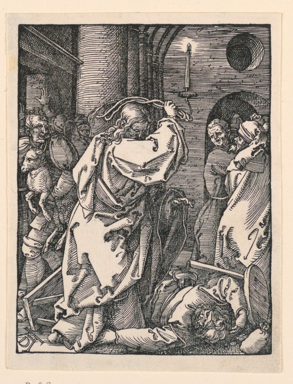 Christus verdrijft de kooplieden (of geldwisselaars) uit de tempel, uit De Kleine Passie Serie door Albrecht Dürer