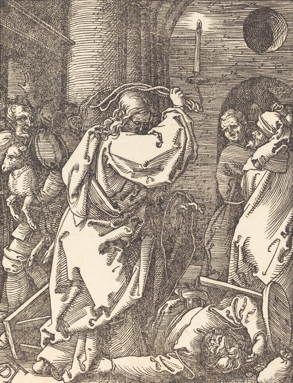 Christus verdrijft de geldwisselaars uit de tempel, waarschijnlijk ca. 1509-1510 door Albrecht Dürer