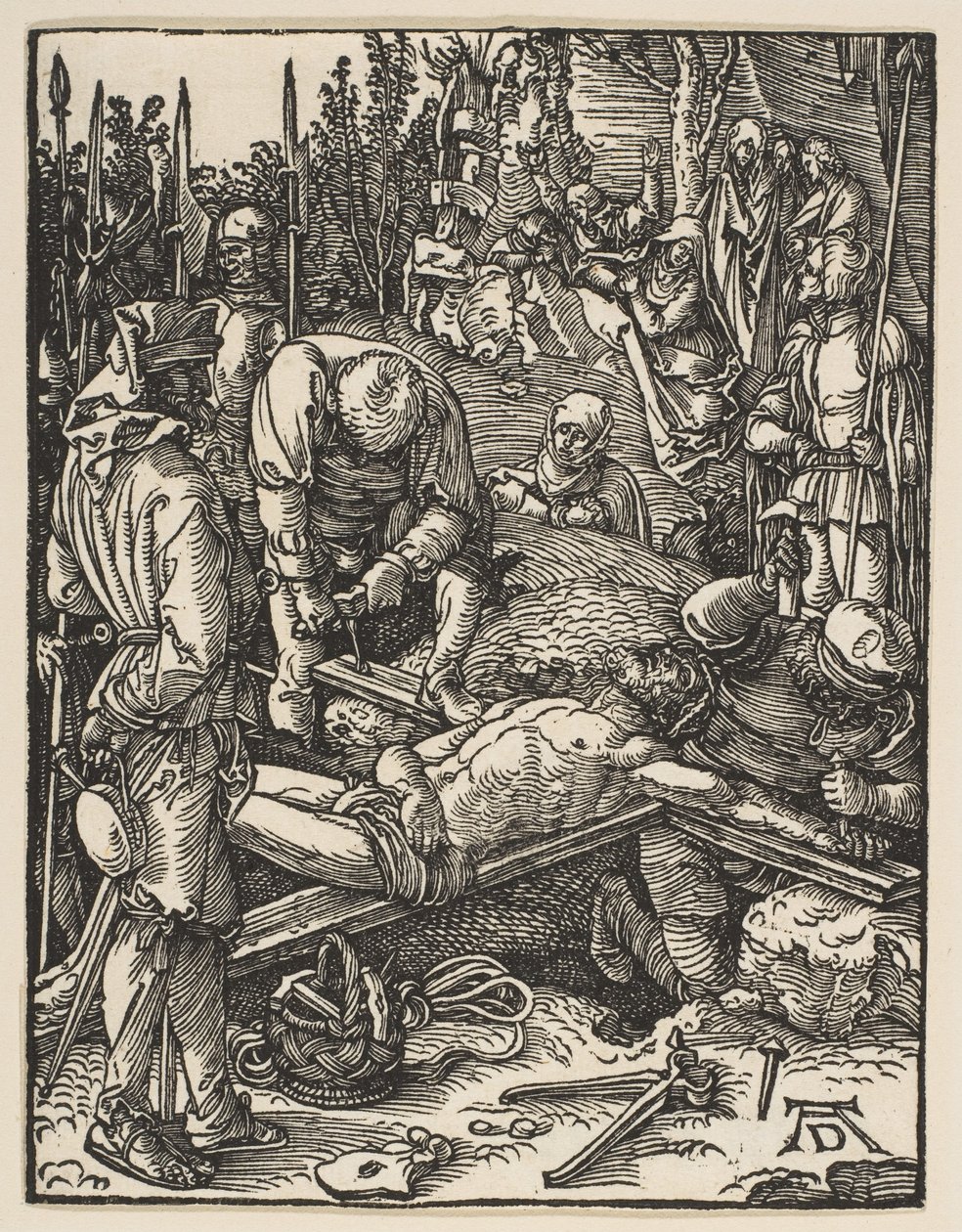 Christus aan het kruis genageld, uit „De Kleine Passie“ door Albrecht Dürer