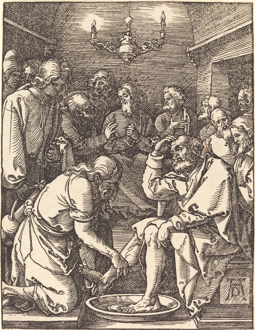 Christus wast de voeten van de discipelen door Albrecht Dürer