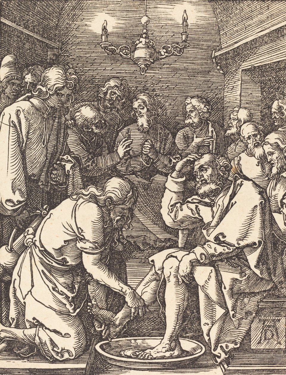 Christus wast de voeten van de discipelen door Albrecht Dürer