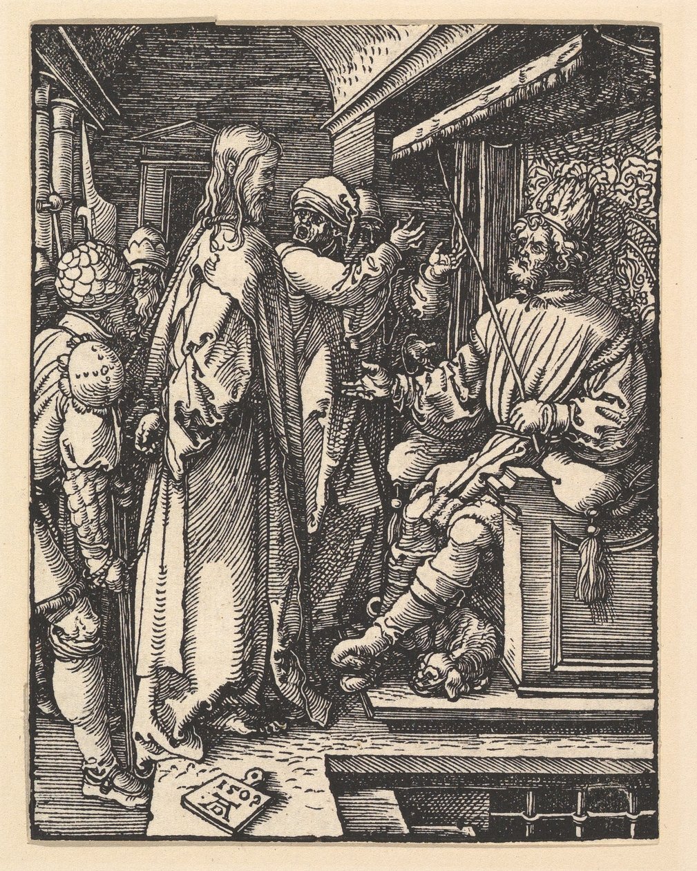 Christus voor Herodes, uit “De Kleine Passie” door Albrecht Dürer