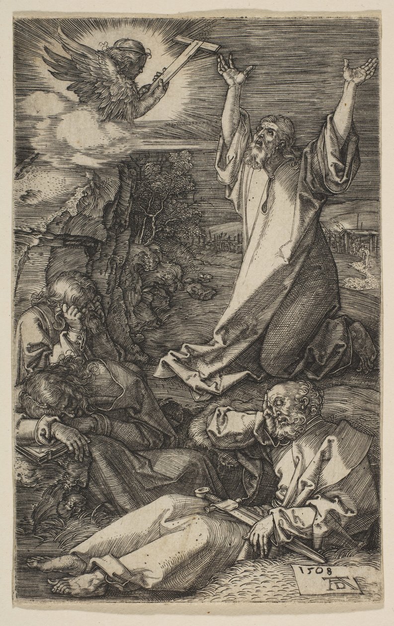 Christus op de Olijfberg, uit De Passie, 1508 door Albrecht Dürer