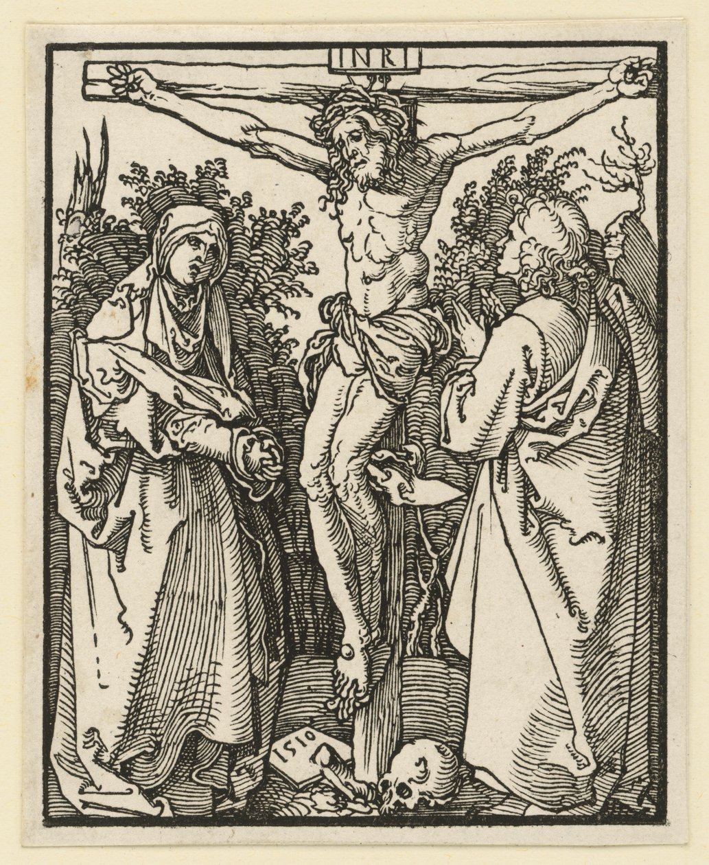 Christus aan het kruis met Maria en Johannes door Albrecht Dürer