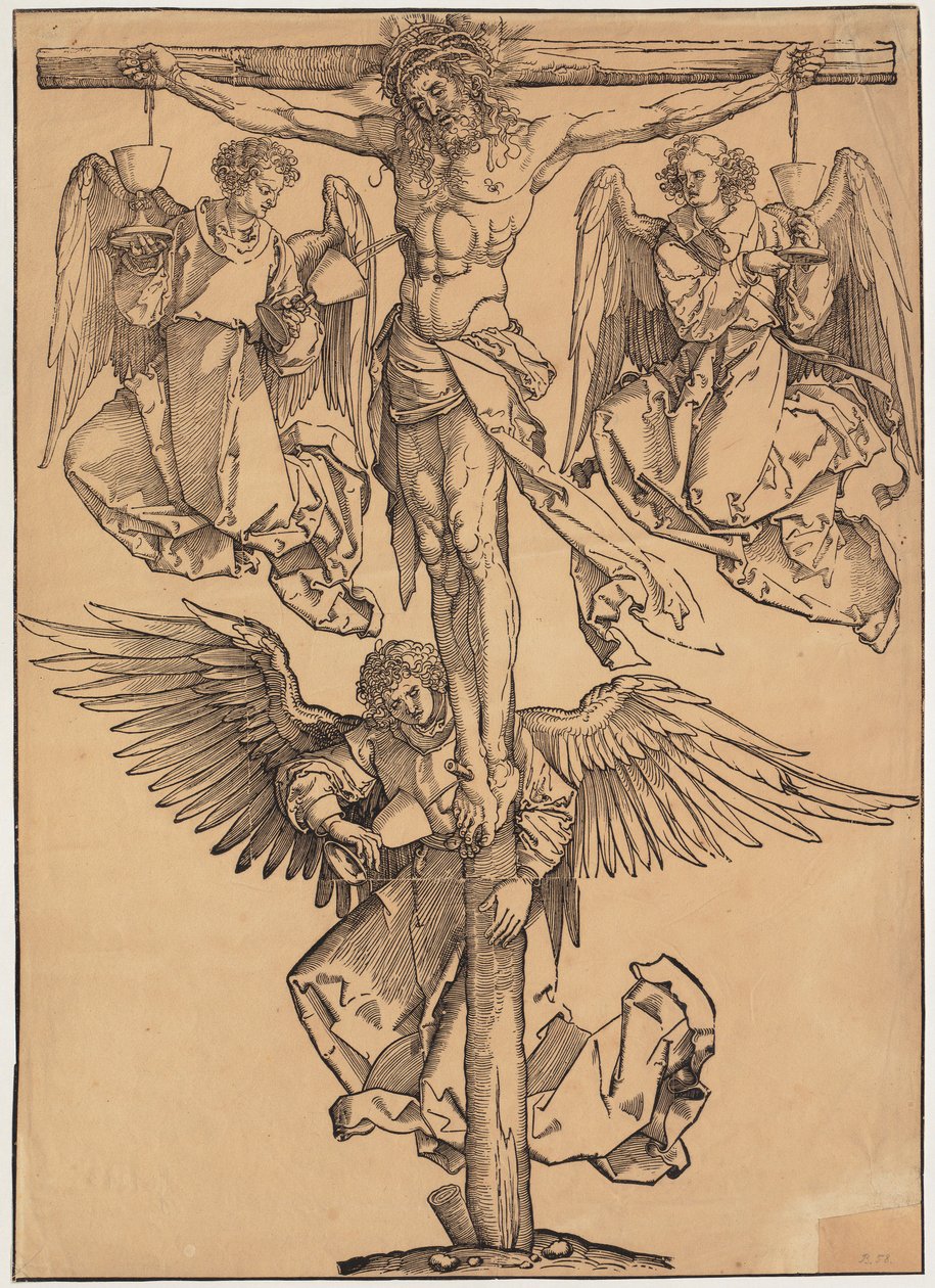 Christus aan het kruis met de drie engelen door Albrecht Dürer