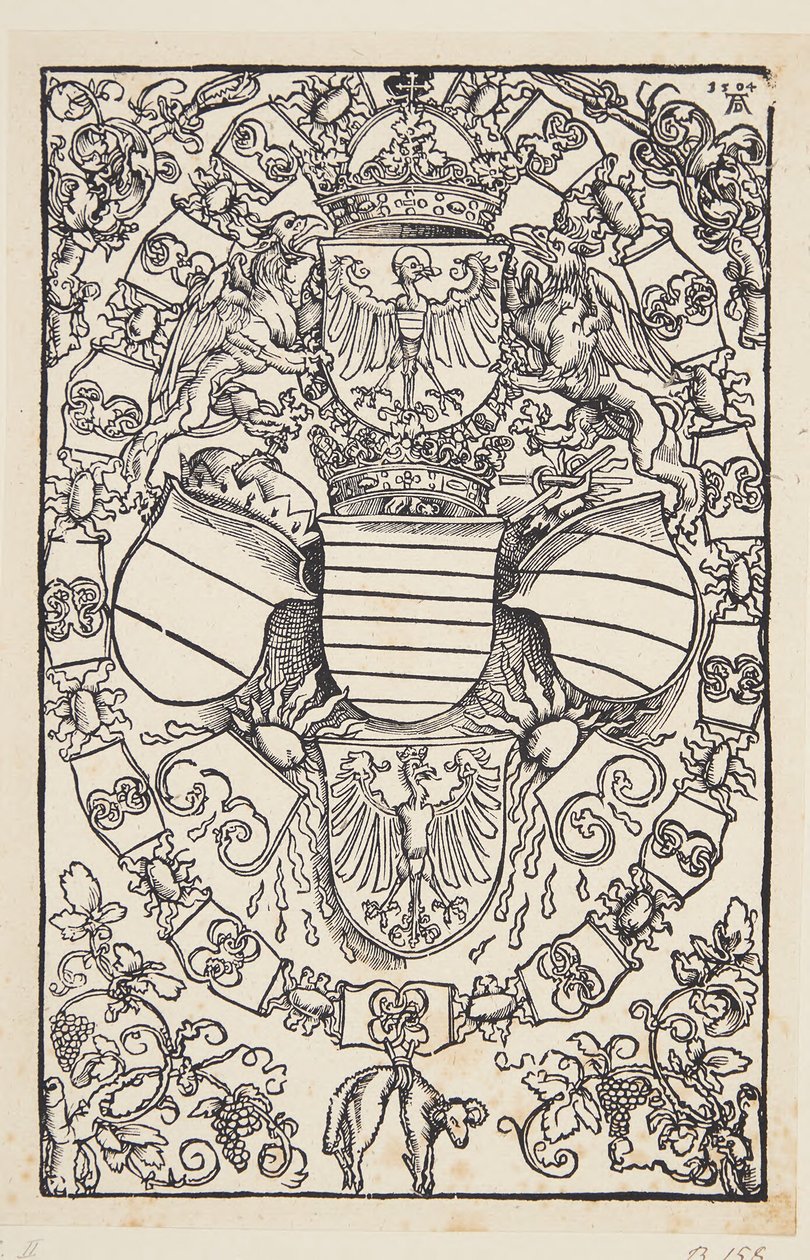 Wapen van Maximiliaan I als koning van de Romeinen door Albrecht Dürer