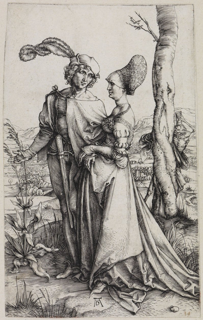 Het liefdespaar en de dood (De wandeling) door Albrecht Dürer