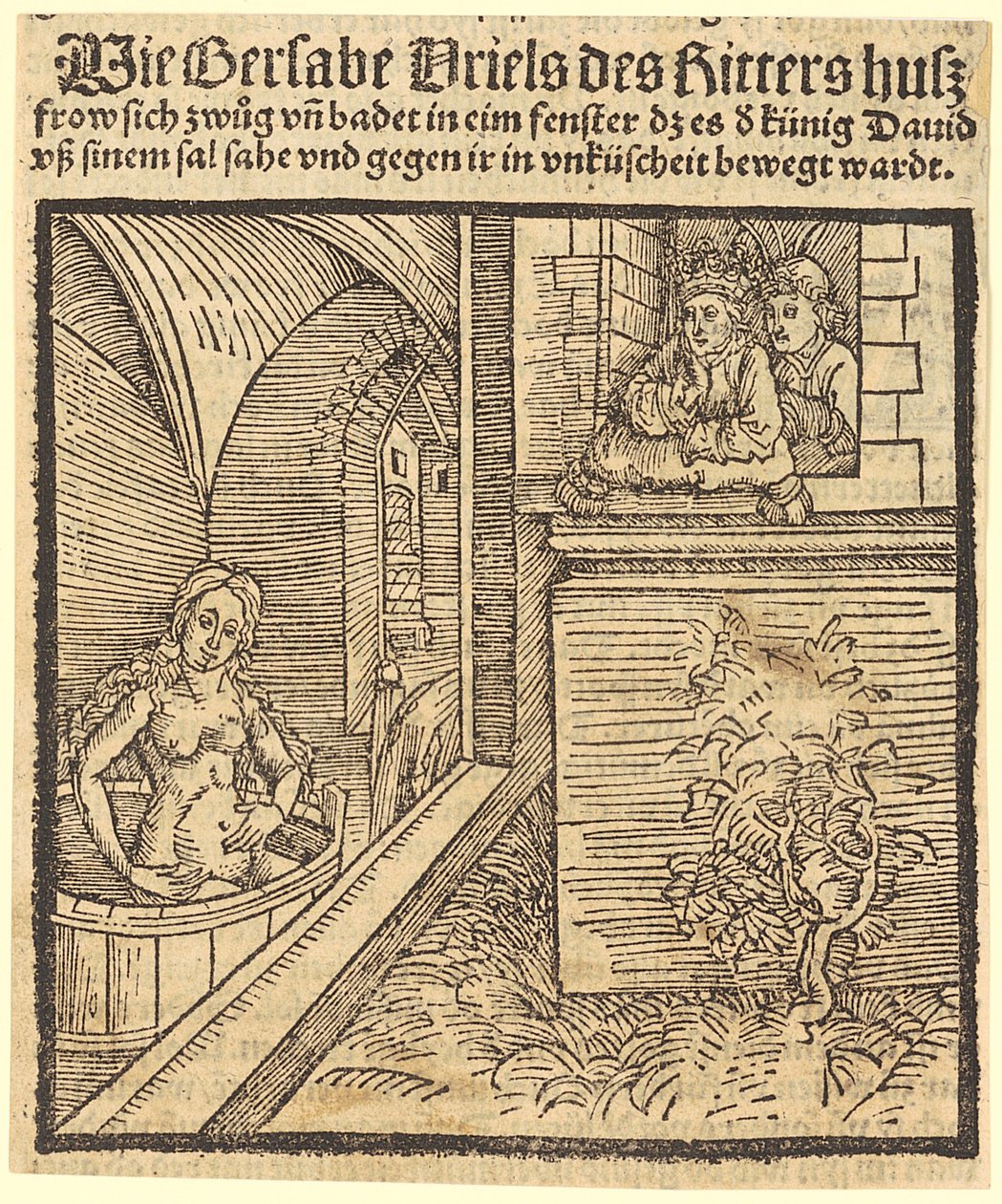 David ziet Bathseba zich baden door Albrecht Dürer