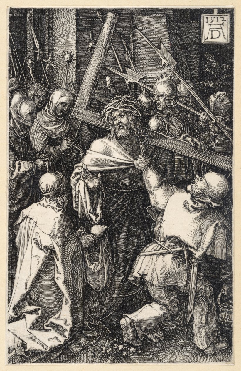 De Lijdende aan de geselzuil (Passie in kopergravure) door Albrecht Dürer