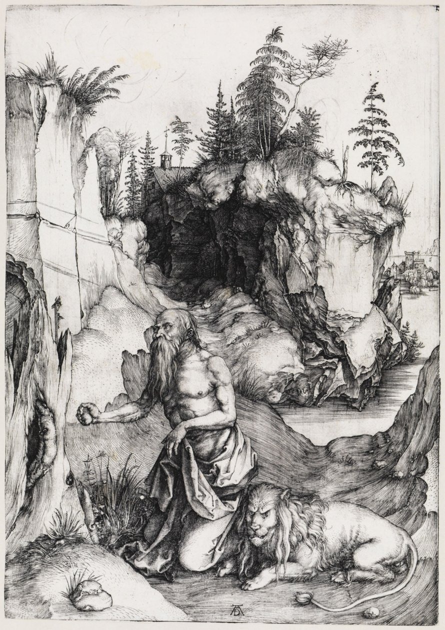 De heilige Hiëronymus in de woestijn door Albrecht Dürer