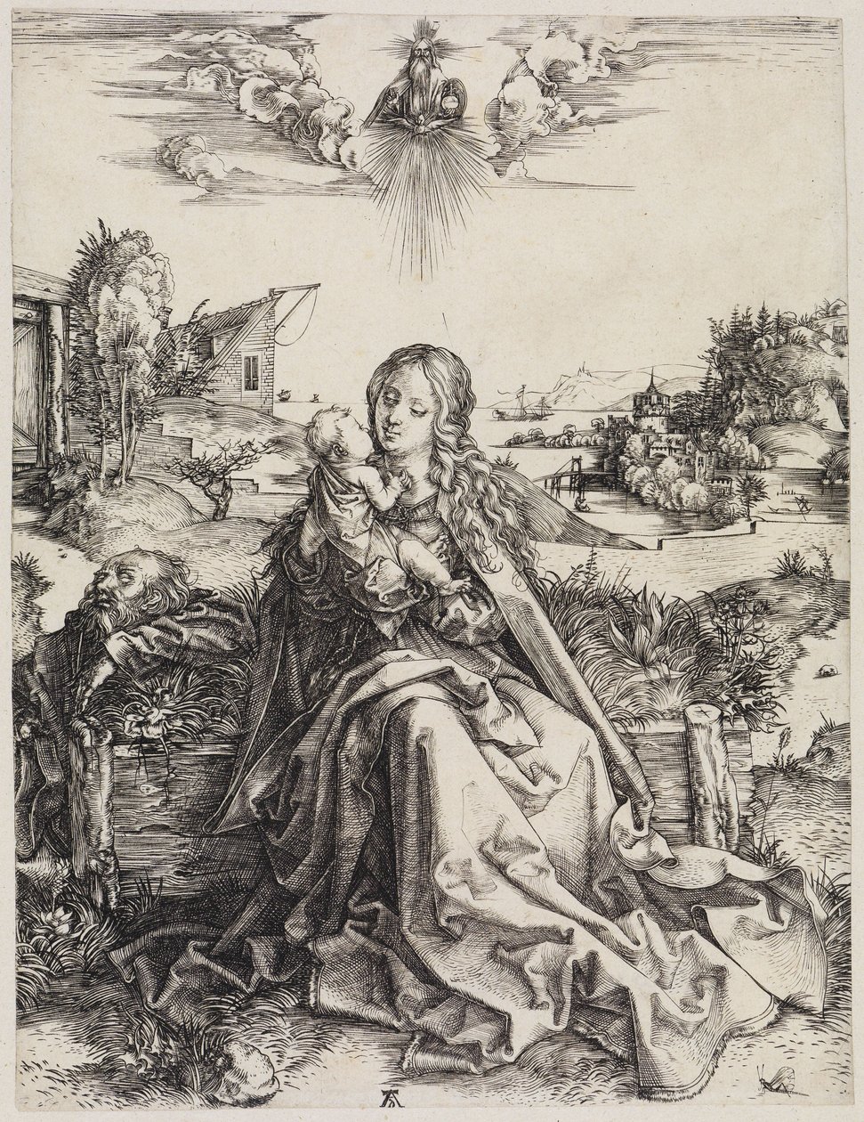 De Heilige Familie met de sprinkhaan door Albrecht Dürer