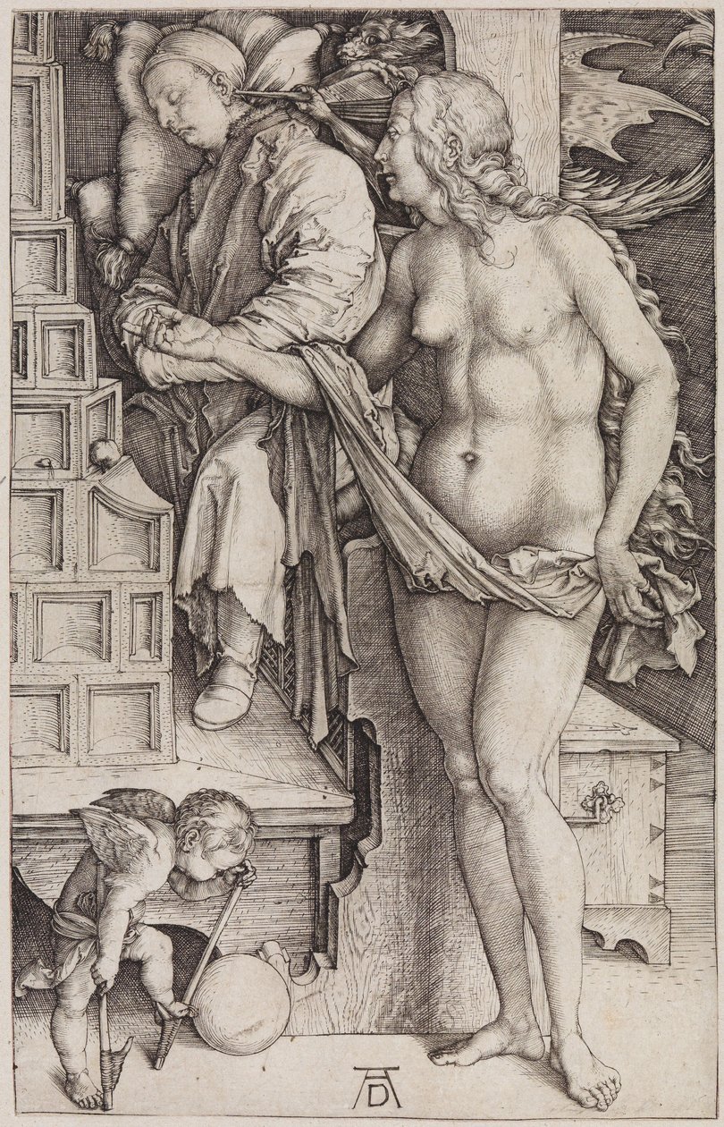 De verleiding van de nietsnut (De droom van de dokter) door Albrecht Dürer