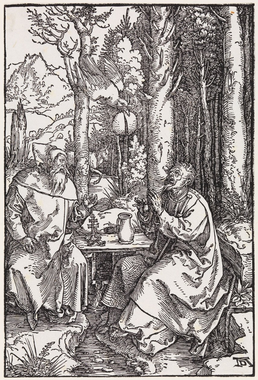 De heilige kluizenaars Antonius en Paulus door Albrecht Dürer