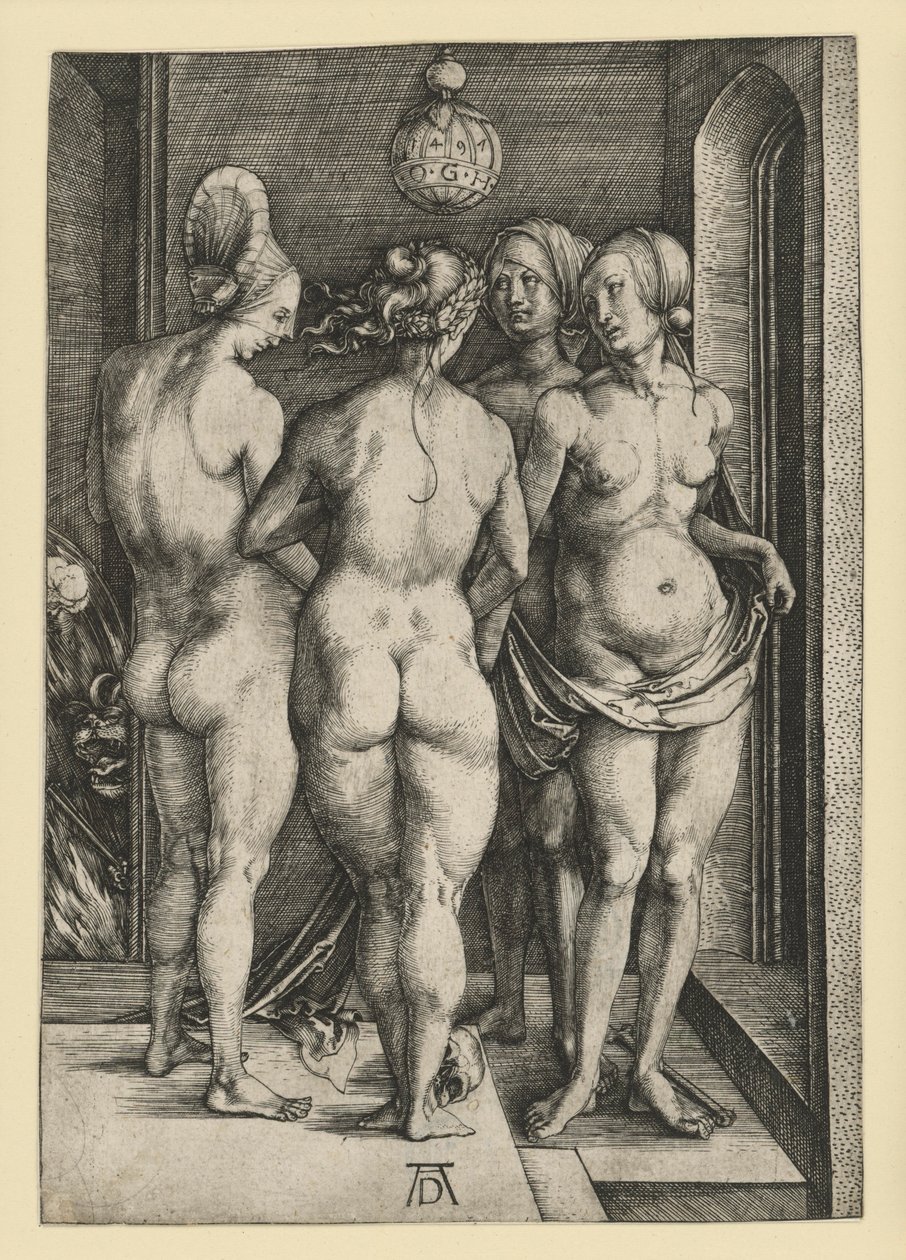 De vier naakte vrouwen door Albrecht Dürer