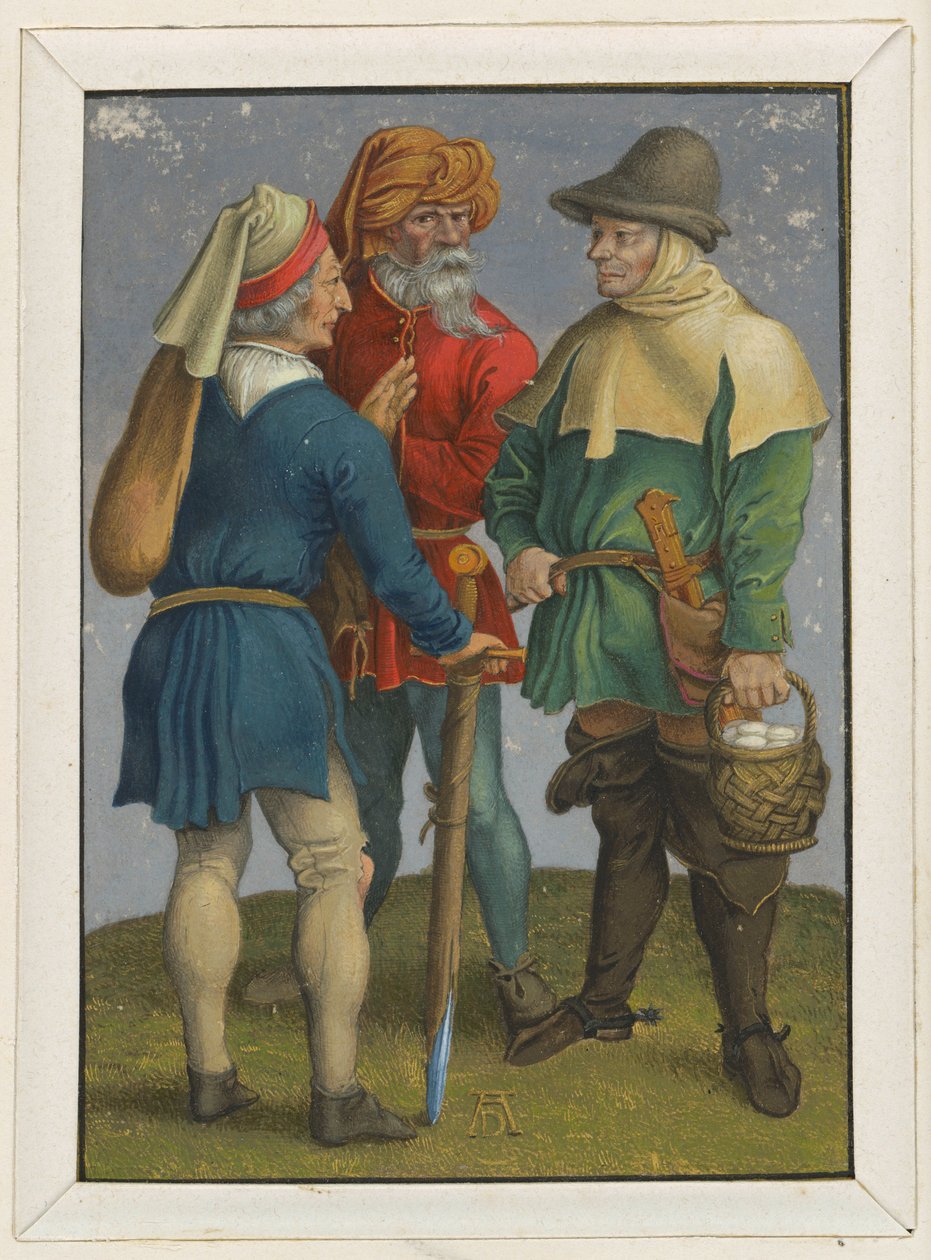 Drie boeren in gesprek door Albrecht Dürer
