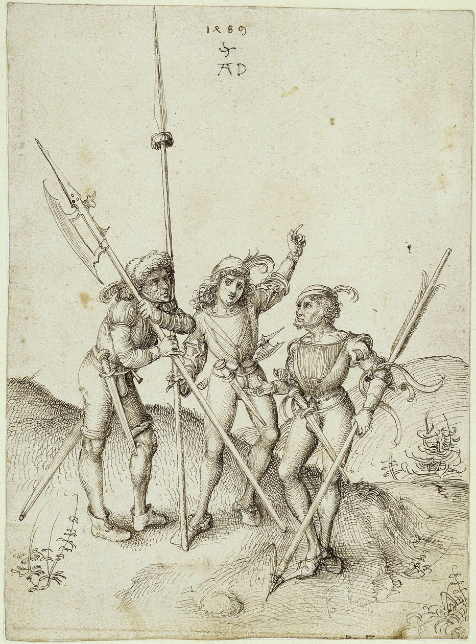 Drie landsknechten door Albrecht Dürer