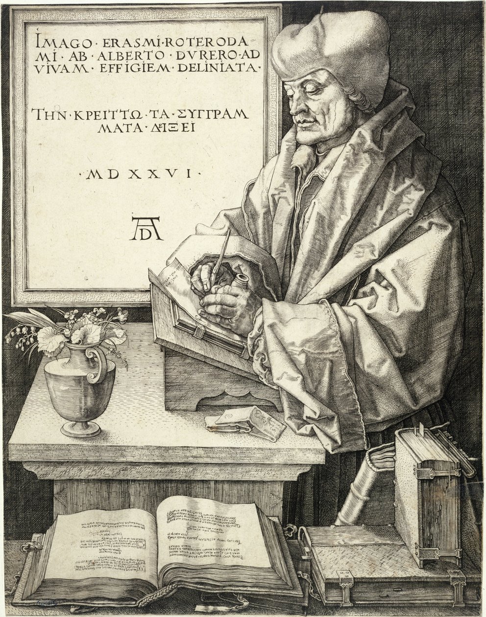 Erasmus von Rotterdam (Bartsch 107) door Albrecht Dürer