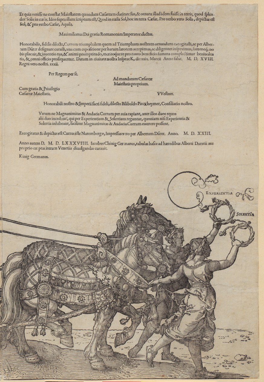 Experientia, blad 8 uit de reeks „De grote triomfwagen” door Albrecht Dürer
