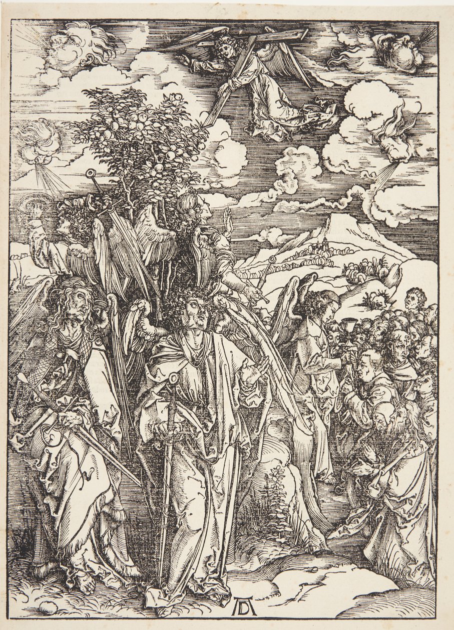 Vier engelen die de winden tegenhouden door Albrecht Dürer
