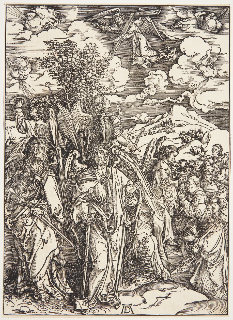 Vier engelen die de winden tegenhouden door Albrecht Dürer