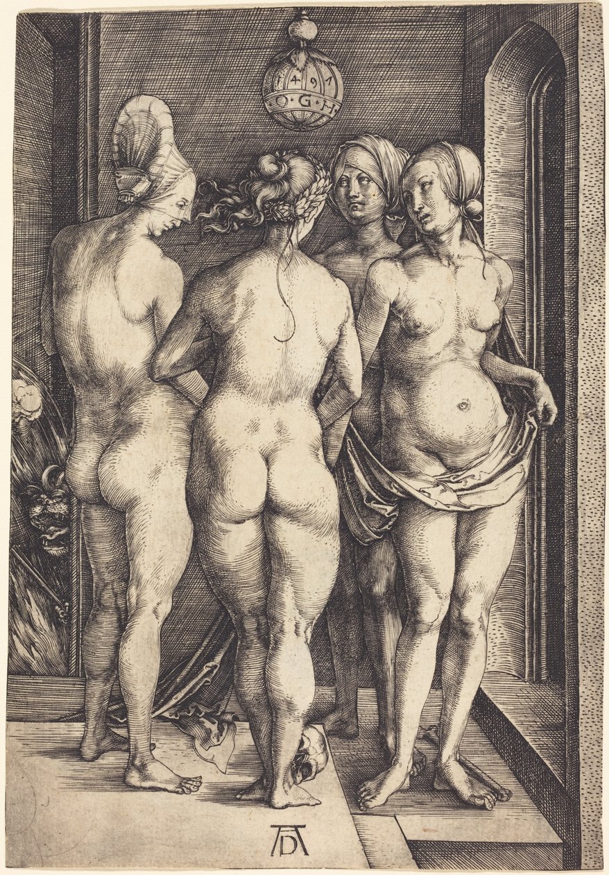 Vier naakte vrouwen door Albrecht Dürer