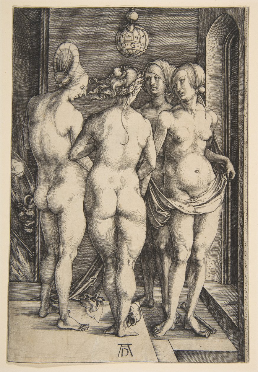 Vier naakte vrouwen door Albrecht Dürer