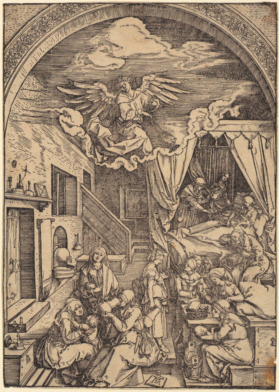 De geboorte van Christus, blad 10 uit de serie „Het leven van Maria” door Albrecht Dürer